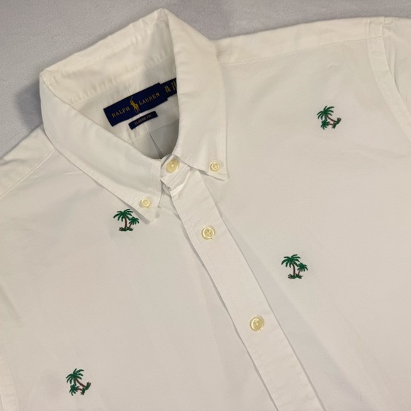 RALPH LAUREN Men's XL Classic Fit White Palm Tree Print Button Down Dress Shirt - Picture 1 of 7
